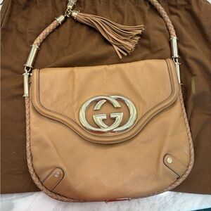 Tan Gucci Leather Shoulder Bag